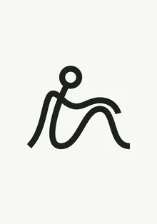 Illustrierte Figur in minimalistischem Stil, rot und schwarz auf weißem Hintergrund.
