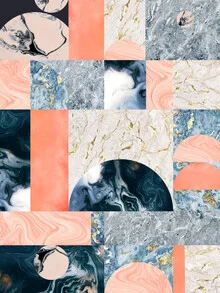 Wall art by Uma Gokhale: abstract composition with geometric shapes and marble texture