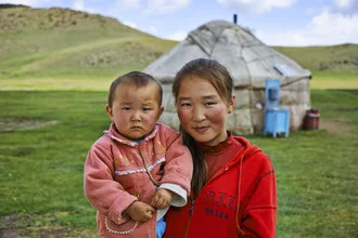 Photo art by René Ruis: Siblings in a traditional nomadic setting in Kyrgyzstan.