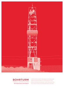 Illustration von The Artcircle: Bohrturm in Windischeschenbach bei Sonnenuntergang