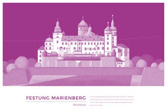 Illustration von Michael Kunter: Festung Marienburg in sanften Farben dargestellt