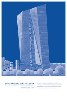 Wall art by The Artcircle: stylized depiction of the ECB in Frankfurt