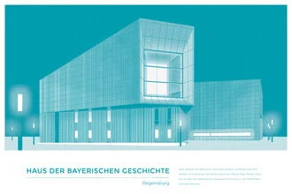 Illustration von Michael Kunter: Haus der Bayerischen Geschichte in sanften Farben.