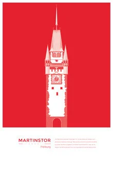 Wandbild von The Artcircle: stilvolle Illustration des Martinstors in Freiburg