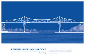 Wandbild von The Artcircle: stilisierte Darstellung der Rendsburger Hochbrücke