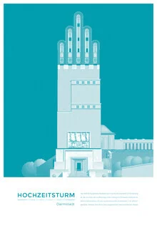 Wandbild von The Artcircle: stilisierte Darstellung des Hochzeitsturms in Darmstadt.