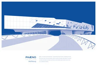 Wandbild von The Artcircle: stilvolle Illustration des Phaeno in Wolfsburg