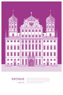 Wall art by Michael Kunter: stylized illustration of Augsburg Town Hall