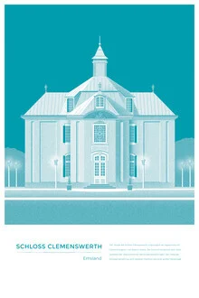 Wandbild von The Artcircle: stilisierte Darstellung von Schloss Clemenswerth im Emsland