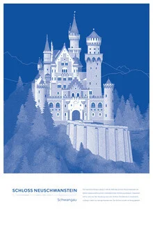 Wall art by The Artcircle: stylized depiction of Neuschwanstein Castle