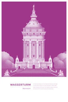 Wandbild von The Artcircle: stilisierte Darstellung des Wasserturms in Mannheim