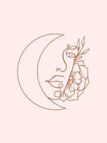 Illustration by Uma Gokhale: minimalist moon with human expression