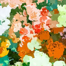 Wall art featuring floral motifs in soft blush and coral tones