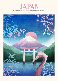 Wall art depicting a serene landscape from Japan, featuring soft colors and harmonious composition.