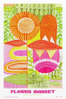 Buntes Wandbild von The Artcircle: florale Illustration mit Dschungelmotiven