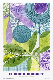Wandbild mit bunten Blumen und einem beruhigenden, botanischen Gefühl.