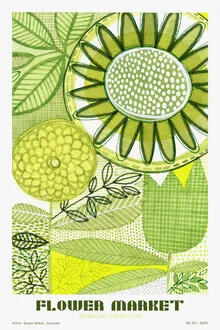Wandbild von The Artcircle: lebhafte Blumen in einem farbenfrohen Marktumfeld