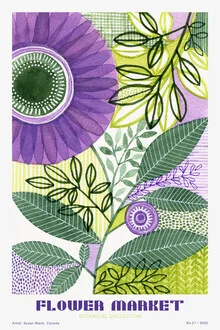 Wandbild von The Artcircle: bunte Blumen auf einem Markt im Dschungel-Stil