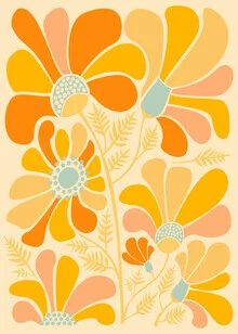Illustration von sonnigen Wildblumen mit sanften Farben und fröhlicher Stimmung.