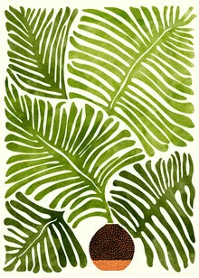 Illustration featuring tropical plants, creating a relaxed jungle atmosphere