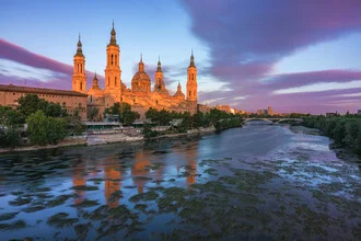 Photo art: Saragossa Basilica del Pilar bathed in warm sunrise light