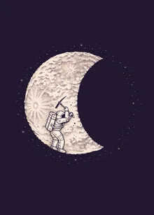 Surreal wall art by The Artcircle: Astronaut during a lunar excavation.