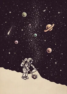 Illustration von The Artcircle: humorvoller Weltraummüll im All