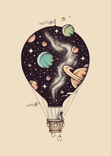 Illustration by Enkel Dika: surreal astronaut on an interstellar journey through space.