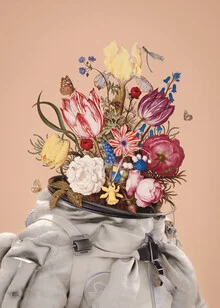 Colorful wall art by The Artcircle featuring a blooming flower bouquet in space.