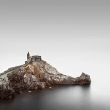 Photo art by Ronny Behnert: San Pietro in Porto Venere, serene coastal landscape with mist.