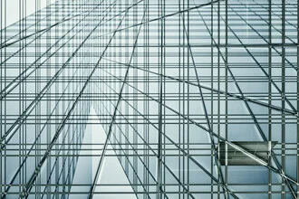 Abstract facade with a window in soft colors and clear lines, creating a calm mood.