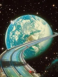Illustration by Taudalpoi: futuristic highway landscape in space