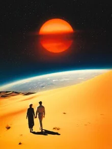 Illustration by Taudalpoi: galactic connection between Earth and Moon