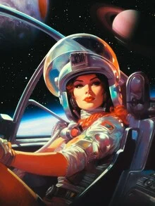 Illustration by Taudalpoi: colorful space journey featuring astronauts and planets