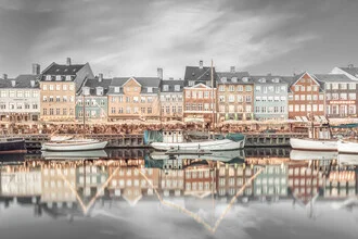 Photo art by Melanie Viola: Evening mood at Nyhavn in Copenhagen with colorful buildings