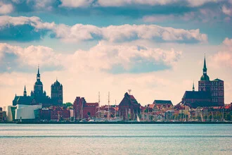Autumn photo art by Martin Wasilewski: Stralsund by the water with colorful leaves