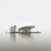 Photo art by Ronny Behnert: Minimalist depiction of an island at night.