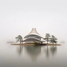 Photo art by Ronny Behnert: serene water landscape with architectural elements