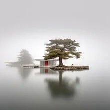 Photo art by Ronny Behnert: Minimalist island with water and fog