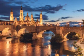 Photo art by Jean Claude Castor: Zaragoza Basilica del Pilar at golden hour