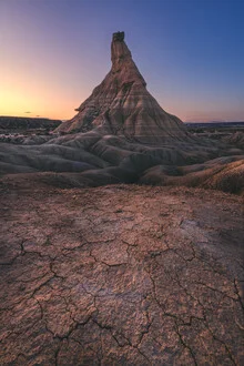 Photo art by Jean Claude Castor: landscape with earth pyramids at sunset