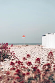 Minimalist house by the sea in Normandy, calm mood and soft colors.