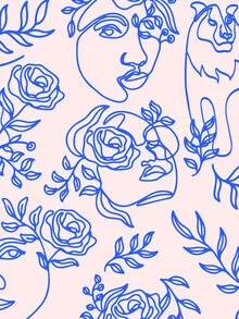 Illustration by Uma Gokhale: minimalistic portrayal of a woman with botanical elements.