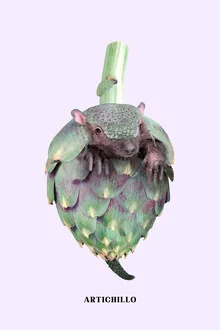 Photo art by Jonas Loose: cute artichoke meets armadillo in pop art style