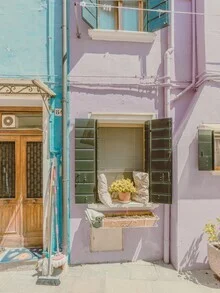 Photo art by Michael Schulz-Dostal: pink mop at a serene Italian harbor.