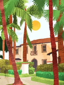 Wall art by Uma Gokhale: colorful summer-style architecture