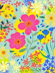 Wall art by Uma Gokhale: colorful garden landscape in Matisse style