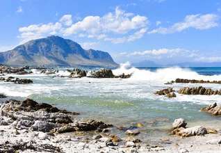 Photo art by Lotte Wildiers: tranquil coastal landscape in Betty's Bay, South Africa