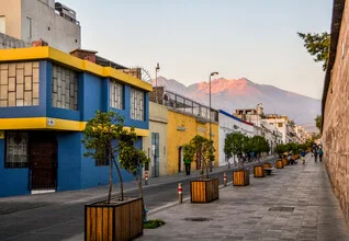 Sunset over Arequipa with soft colors and an urban atmosphere