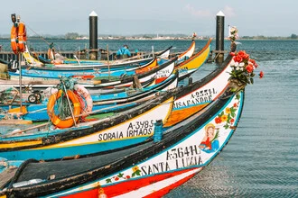 Photo art by Lotte Wildiers: fishing boats in Aveiro Lagoon with calm waters